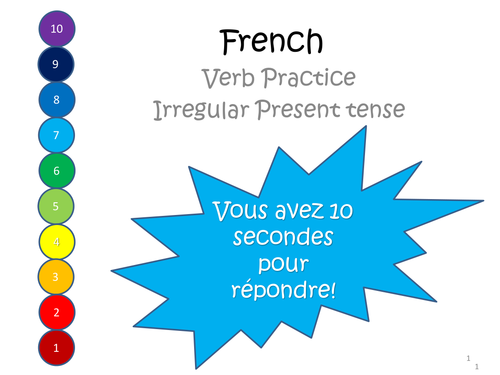 French Irregular Present tense Verb game