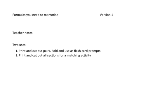 GCSE (9-1) Memorise your formulas