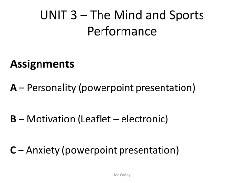 BTEC Sport (new specification) scheme of work - Unit 3