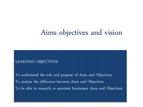 BTEC Nationals Business Level 3 - Aims and Objectives