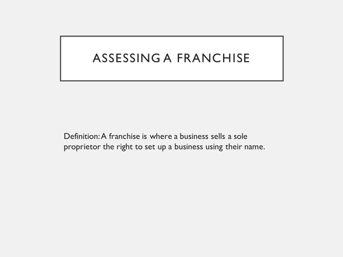 GCSE - Unit 1 - Franchise