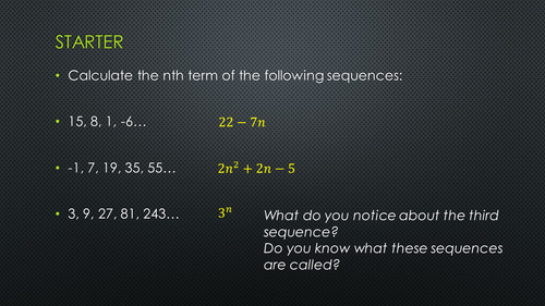 Geometric Progressions for new GCSE