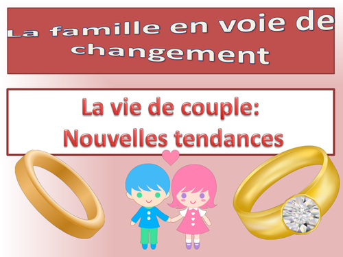 Famile: Vie de couples / Nouvelles tendances/ Pacs / Mariage pour tous AS Level / French / New