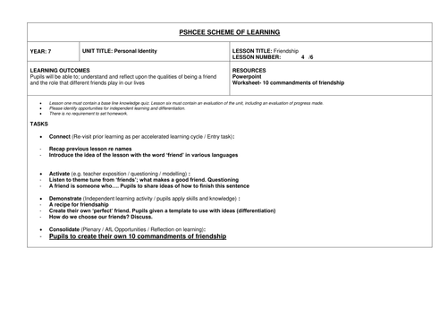 PSHCEE - Personal identity