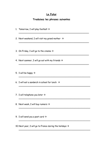 Le futur - Future tense PPT and worksheet