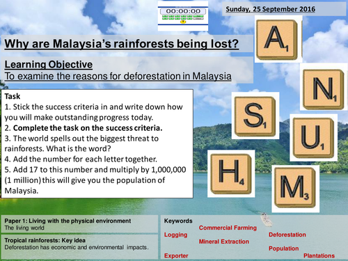Causes of deforestation (Malaysia) - AQA2016 Living World