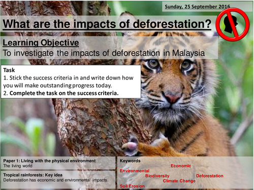 Impacts of deforestation (Malaysia) - AQA2016 Living World