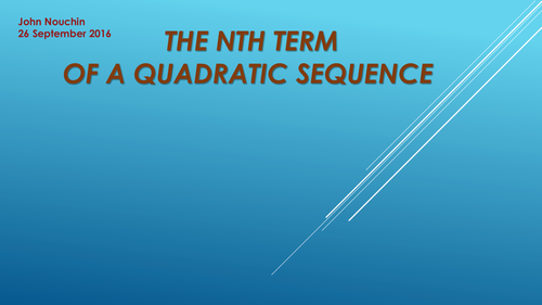 The nth term of a quadratic equation (Rapid calculation)