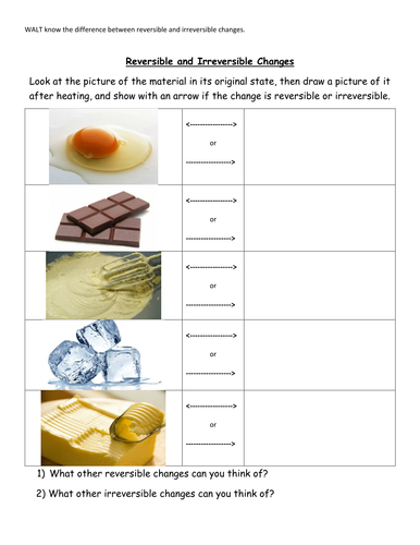 Reversible and Irreversible Changes | Teaching Resources