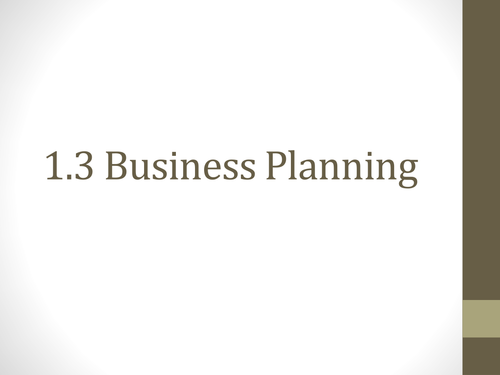 Business Planning GCSE Business Studies