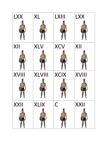 Roman Numerals Card Game