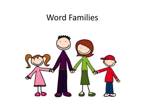 English: Word Families Lesson - Powerpoint and worksheet (differentiated)