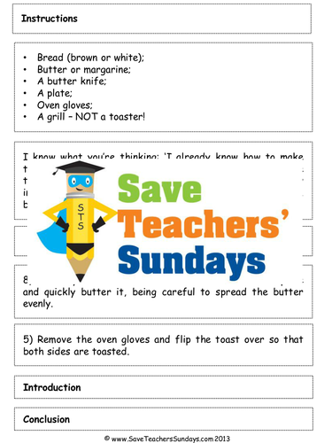 Ordering Instructions Lesson Plan and Worksheet