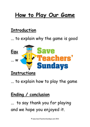 Instructions for a Made-Up Game Lesson Plan and Activity