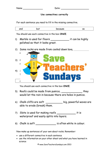 Using Connectives Lesson Plan and Worksheets
