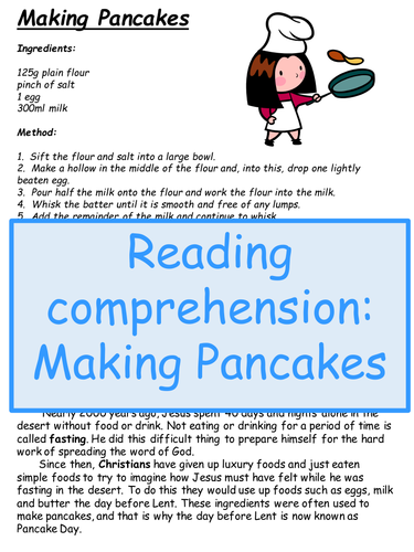 Reading comprehension: Making Pancakes