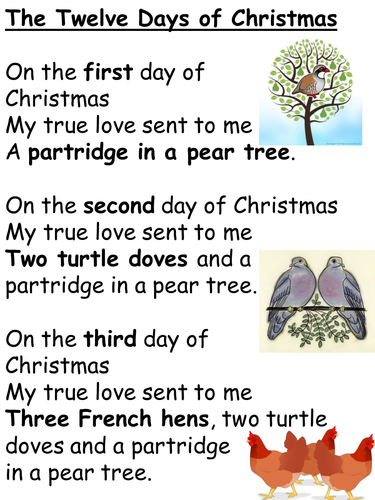 Twelve Days Of Christmas Lyrics Posters Teaching Resources