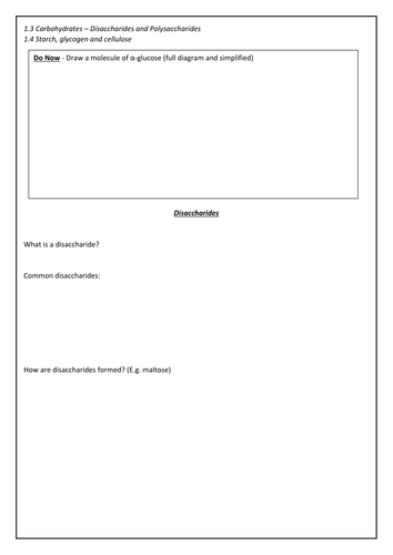 Disaccharides and Polysaccharides