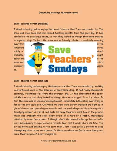 Describing Settings to Create Mood Lesson Plan and Other Resources