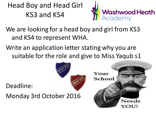 Head boy and girl poster