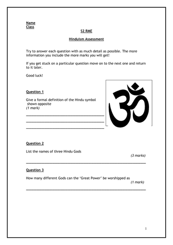 Hinduism Assessment