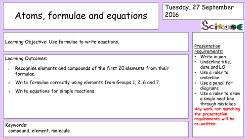 AQA New spec Atoms, formulae and equations