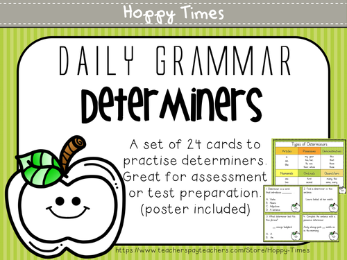 24 Determiners Task Cards (Grammar activity, SATs, SPaG)