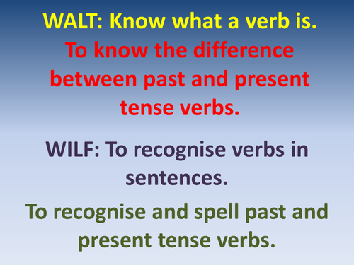 Powerpoint that introduces verbs and verb tenses