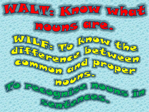 A power point introducing nouns and proper nouns