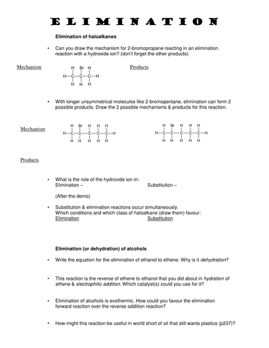 AQA electrophilic addition, nucleophilic substitution & elimination, free radical substitution