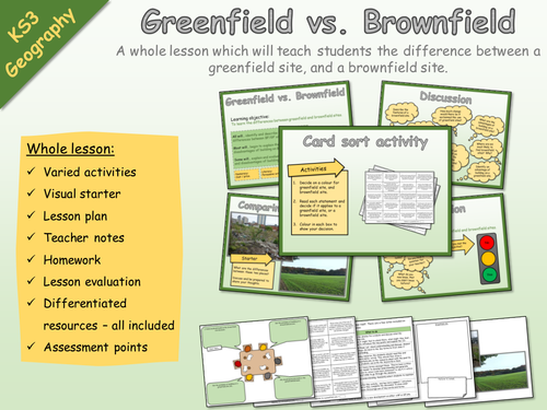 KS3 Geography - Settlement - Brownfield and greenfield sites