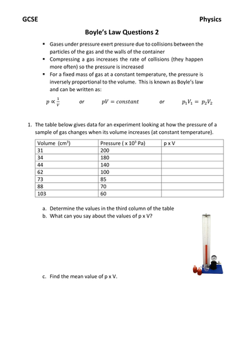 More Boyle's Law Questions for GCSE