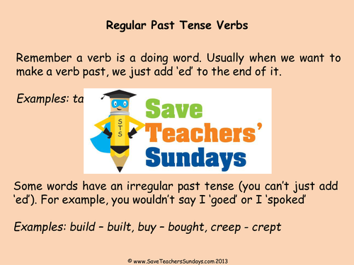 Regular and Irregular Past Tense Verbs Lesson Plan and Worksheets