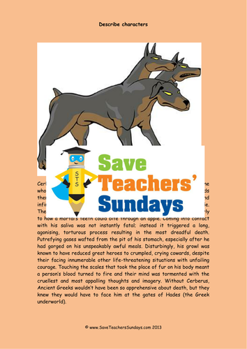 Describing Mythical Characters Lesson Plan and Other Resources