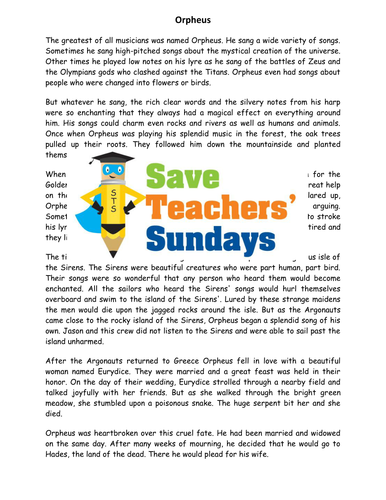 Myths and Legends Comprehension Lesson Plan and Worksheets (3)