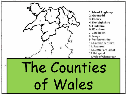 Map of the Welsh counties