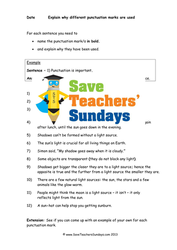 Punctuation Marks Lesson Plan and Worksheet