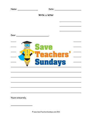 Writing a Letter Lesson Plan, Model Letter and Writing Frame