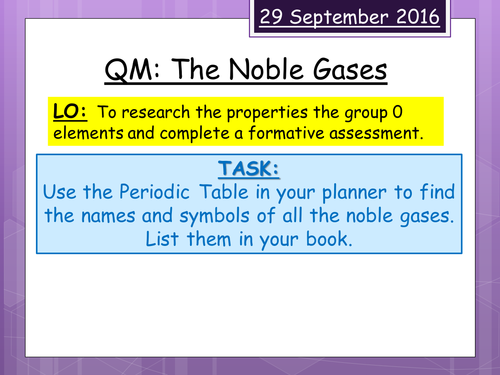Noble Gases Research Project Quality Mark Assessment (FULL RESOURCE PACK)