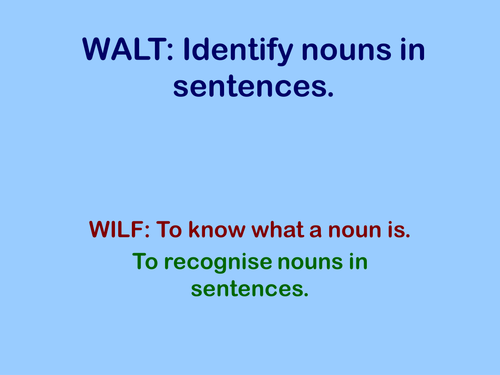 Identifying nouns in sentences