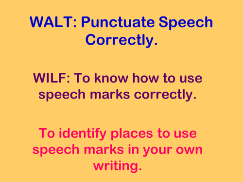 Speech marks introduction and activity Power Point