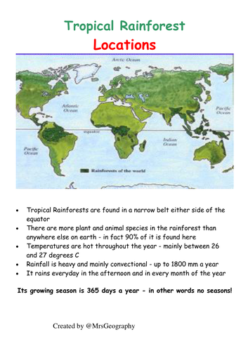 Tropical rainforest plant adaptations - Information sheets