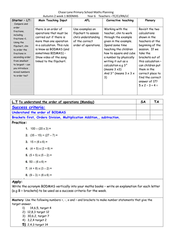 Order of operations year 6 worksheet image