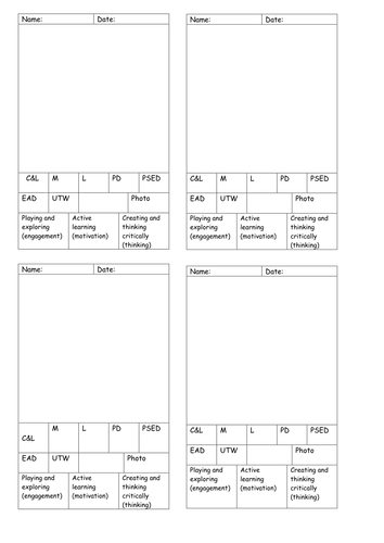 long and short observation proformas EYFS