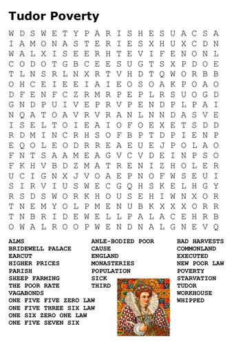 Tudor Poverty Word Search