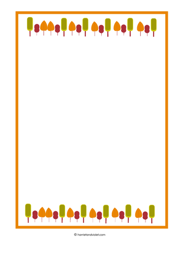 Autumn Tree/Leaf border paper - plain, half lined and fully lined (harvest)