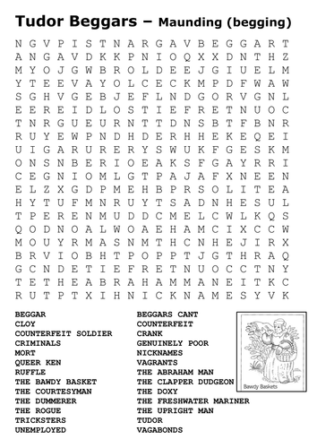 Tudor Beggars Word Search