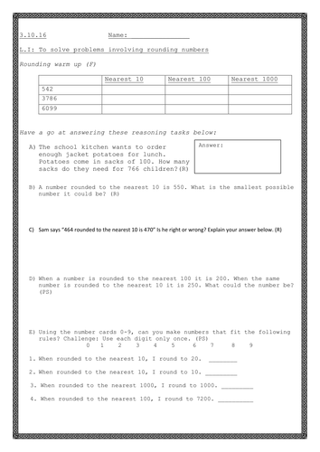 Rounding reasoning & problem solving