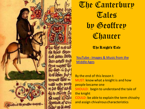 History of language KS3 resources Chaucer Knight's tale Pardoner's tale Nun's priest Miller's tale