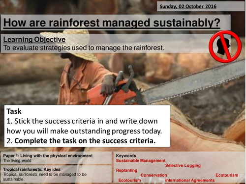 Sustainable Rainforest Management (Malaysia) - AQA2016 Living World